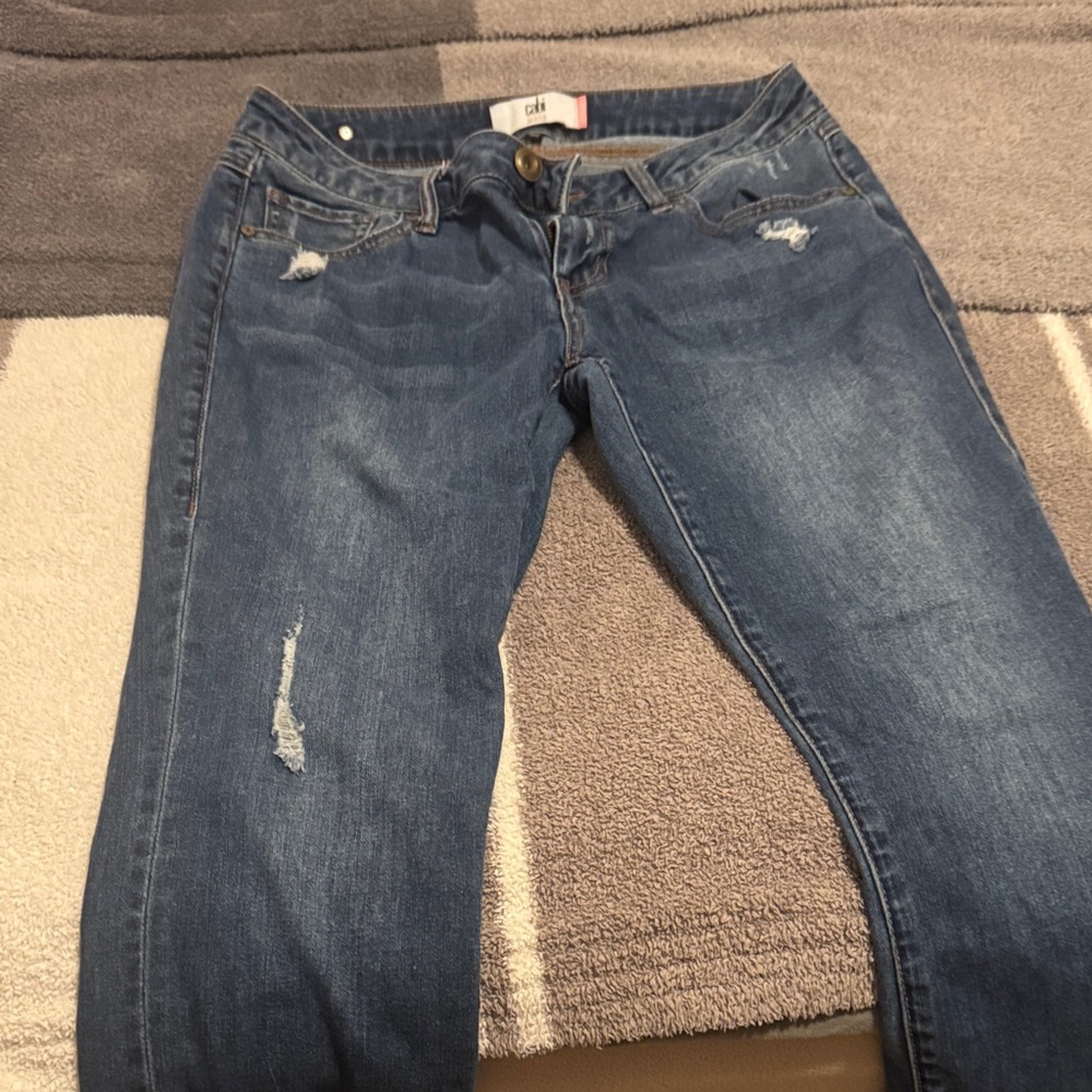 CAbi Women's Blue Distressed Skinny Jeans